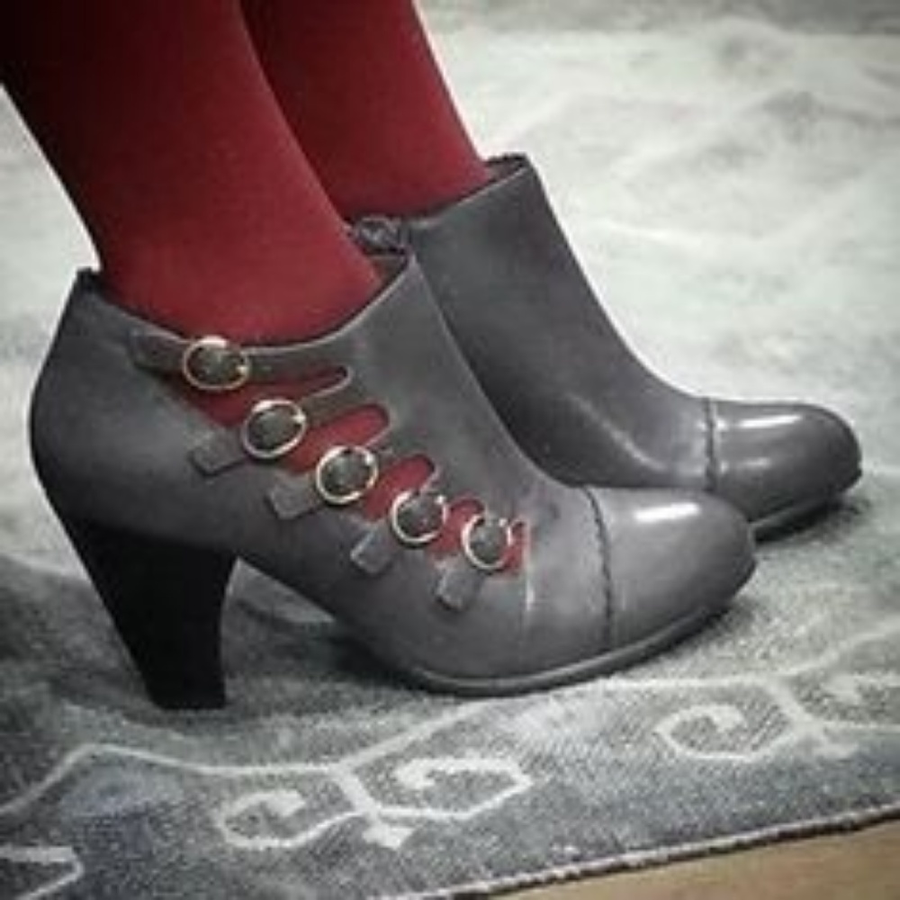 Miz Mooz Cherita gray buckle booties Sz 39, 8.5